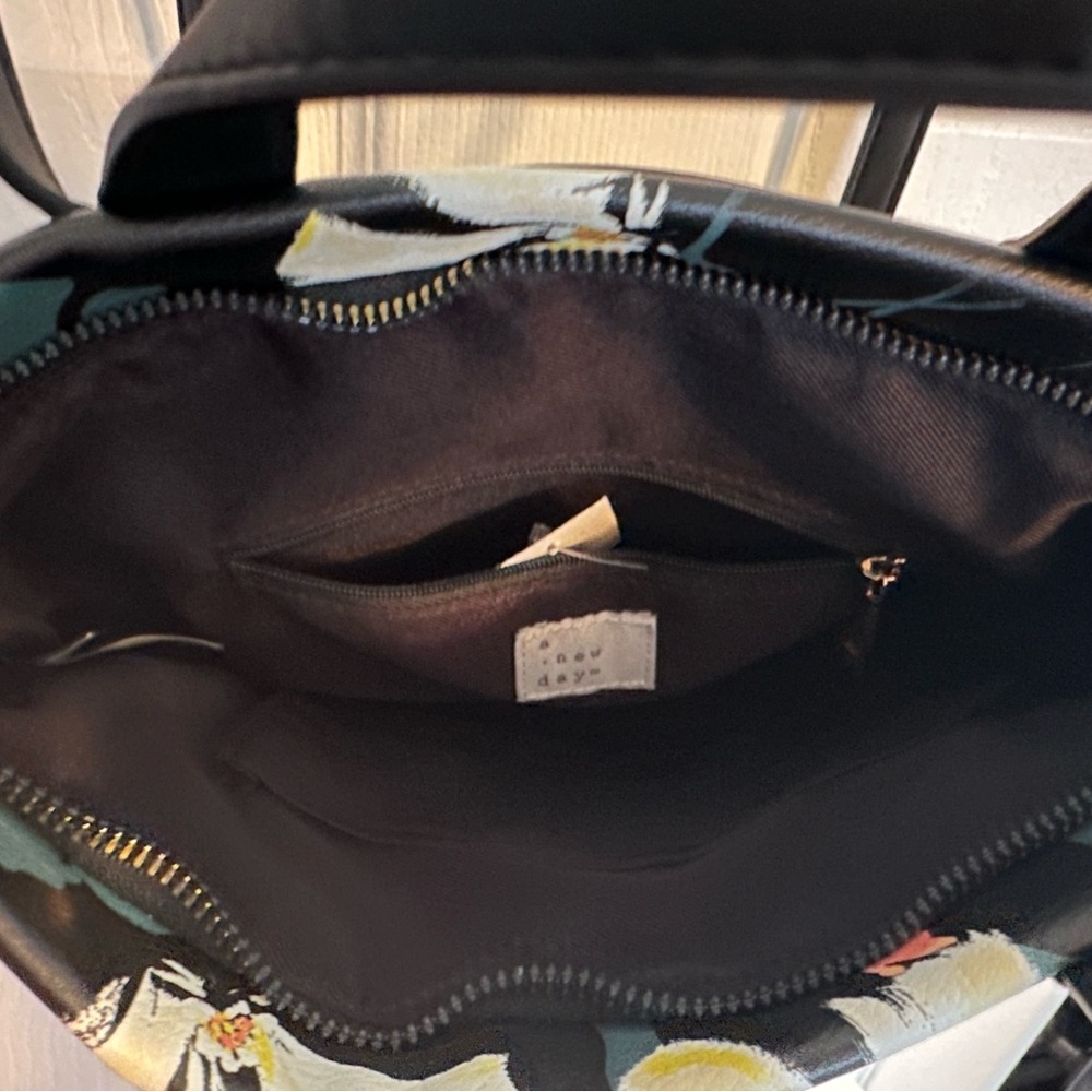 Floral Black Backpack Purse - Picture 3 of 5